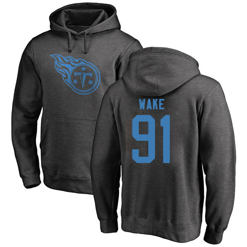 Tennessee Titans Men Ash Cameron Wake One Color NFL Football #91 Pullover Hoodie Sweatshirts